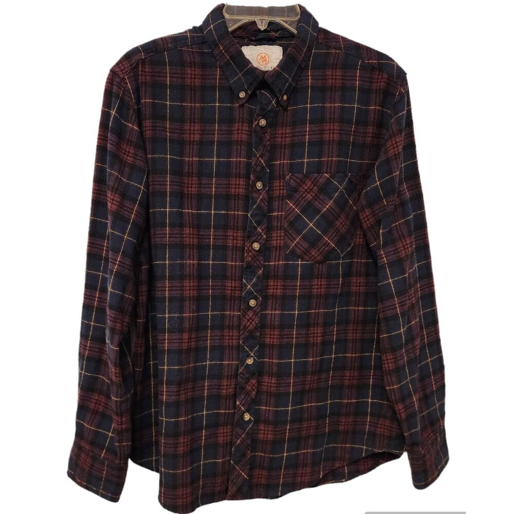 Cloudveil Flannel Shirt‎ Blue Purple Plaid Long Sleeve Soft Mens Medium EUC